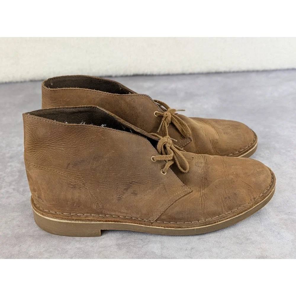 Clarks Desert Boots Mens 9.5 Brown Leather Chukka Beeswax Ankle Boots